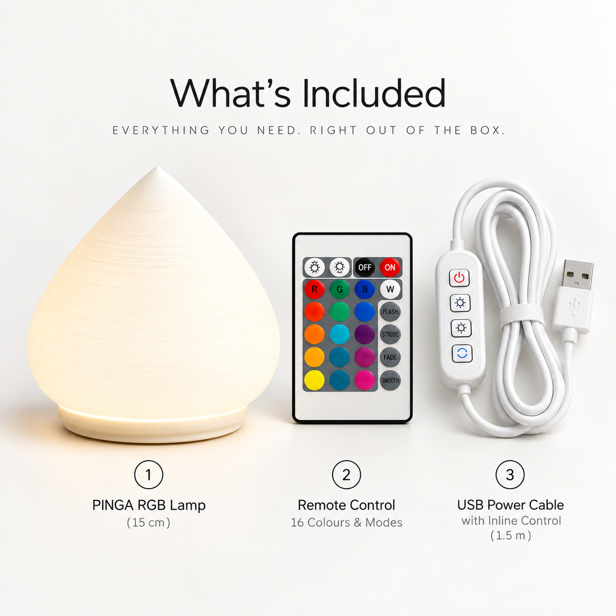 DROVA RGB table lamp remote control and lighting modes