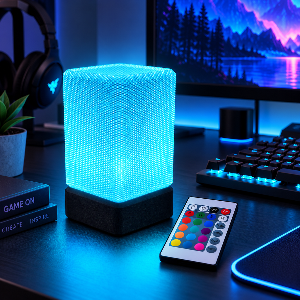 SPECTRA RGB table lamp showing multicolour lighting options