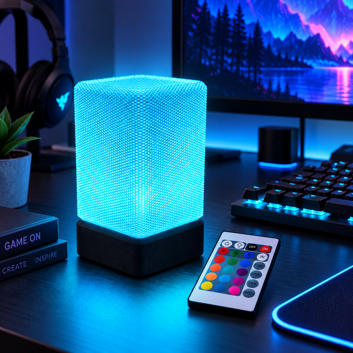 SPECTRA RGB table lamp showing multicolour lighting options