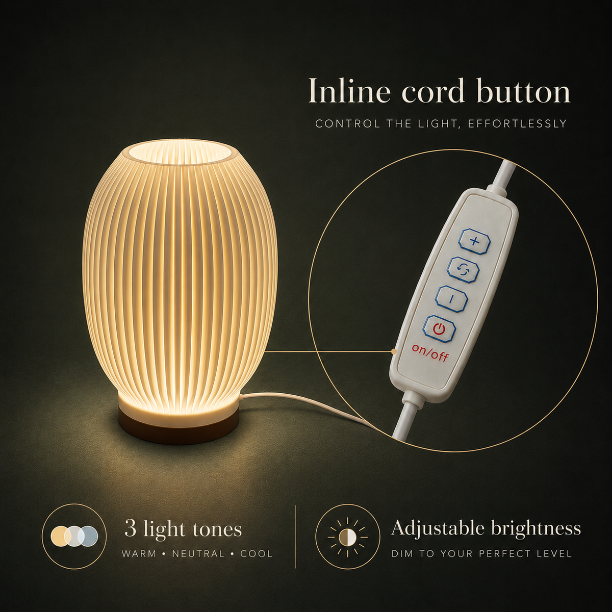 SOLARA Table Lamp — rounded dimmable 3-tone light by Orbita