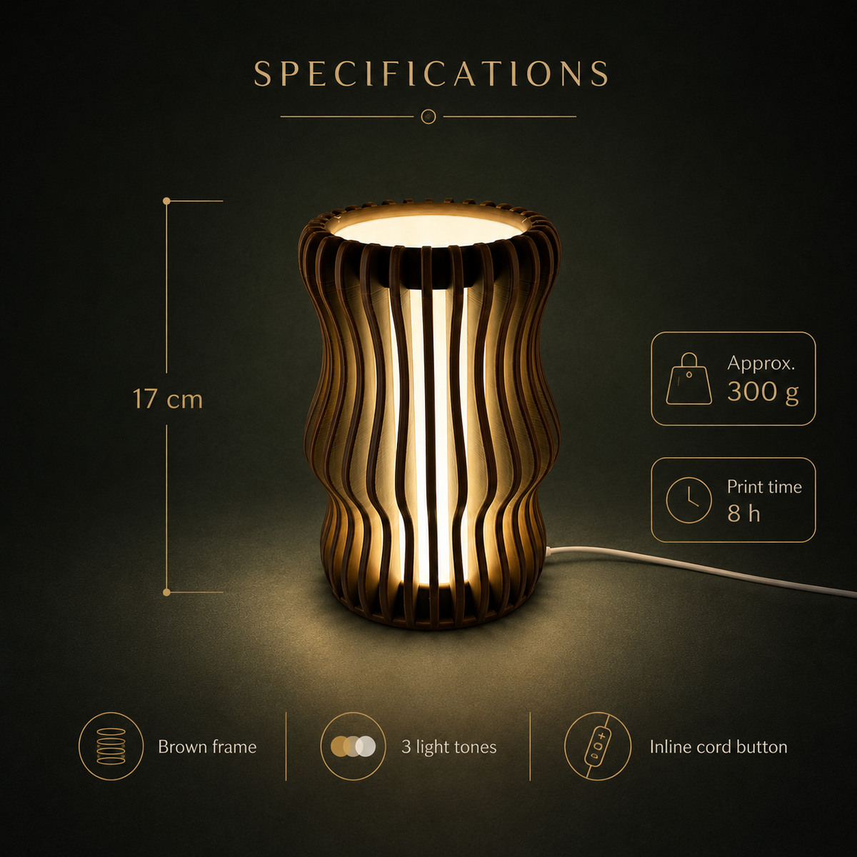 KAIRO Table Lamp — sculptural dimmable 3-tone light by Orbita