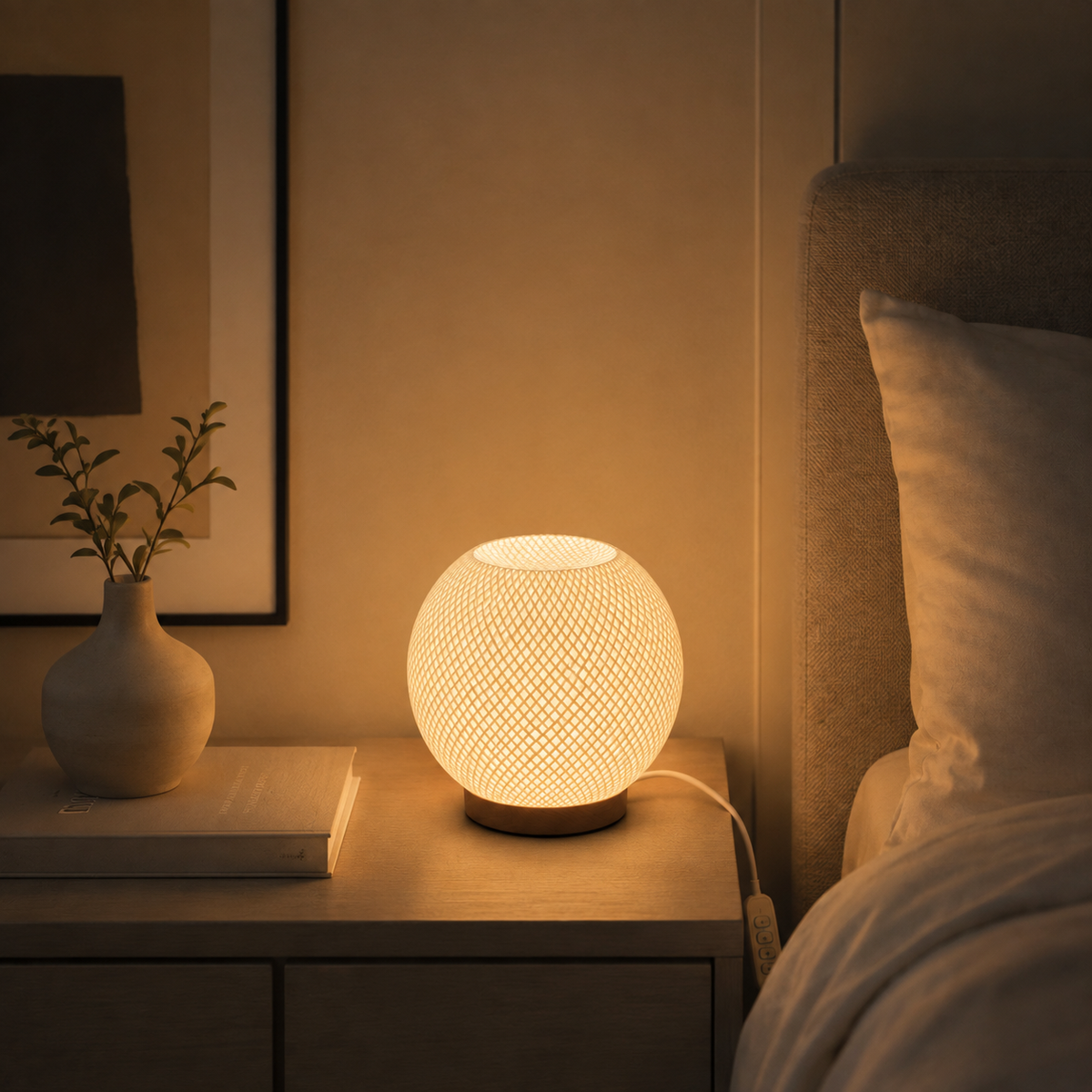 ELVIA Table Lamp — compact textured dimmable light by Orbita