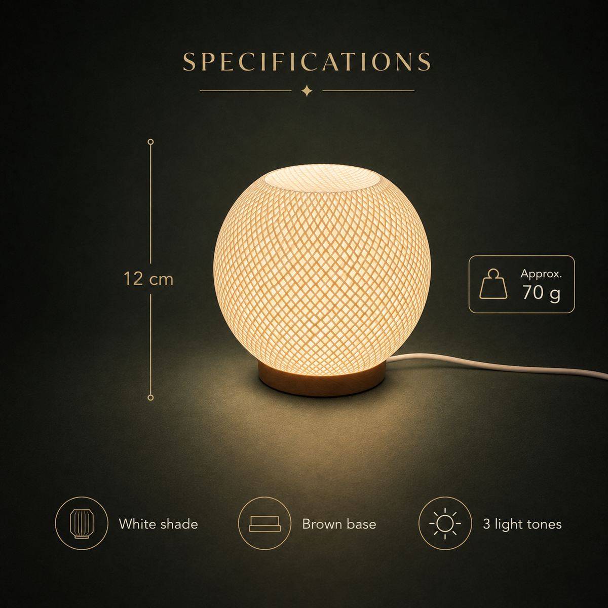 ELVIA Table Lamp — compact textured dimmable light by Orbita