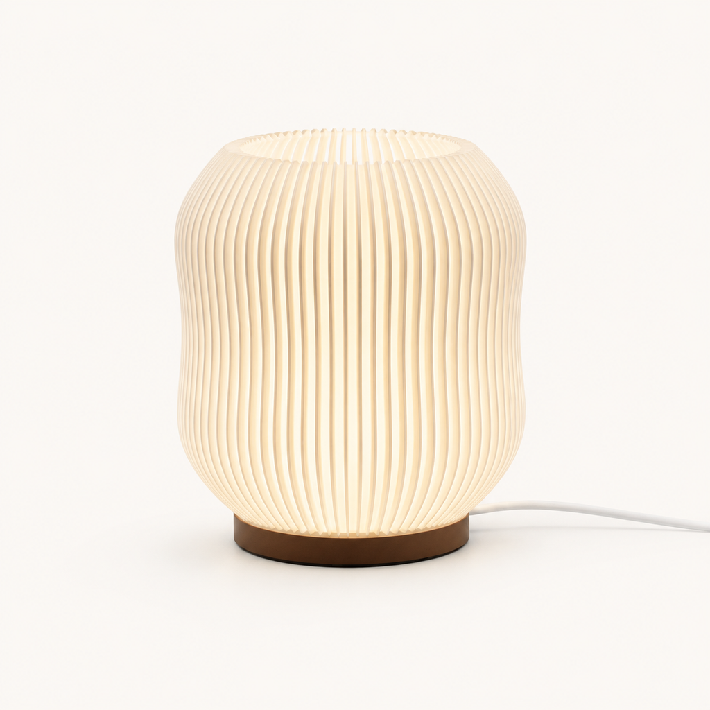 ASTRA Table Lamp — sculptural ribbed dimmable light by Orbita