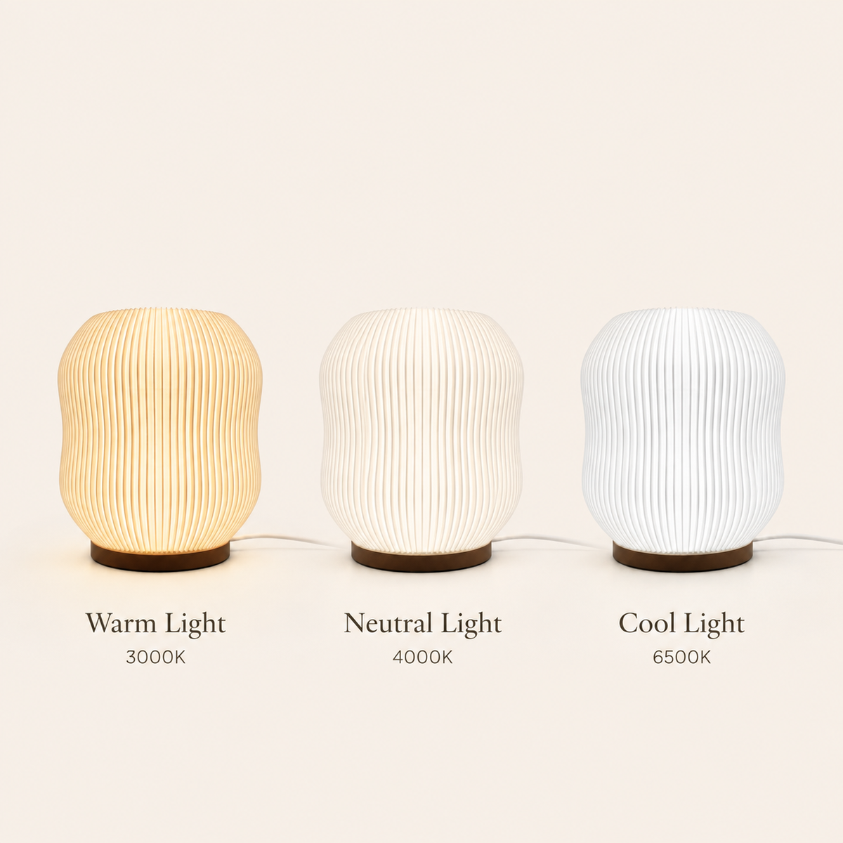 ASTRA Table Lamp — sculptural ribbed dimmable light by Orbita