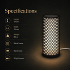 VEYA Table Lamp — black lattice dimmable light by Orbita