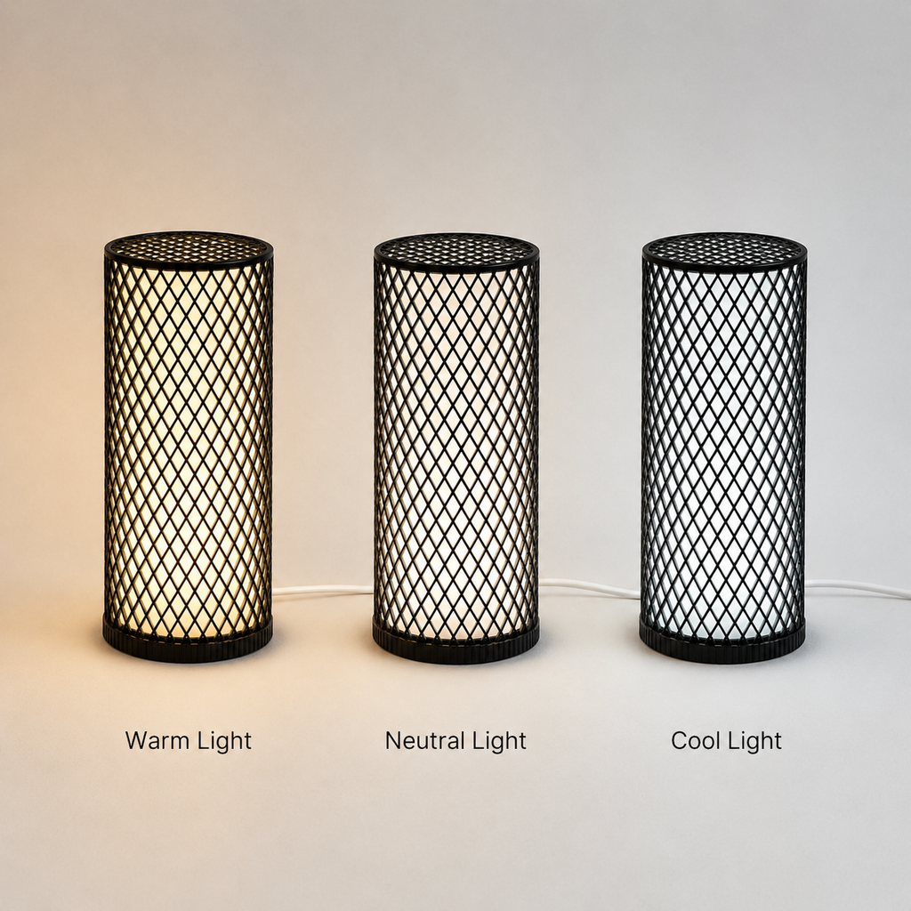 VEYA Table Lamp — black lattice dimmable light by Orbita