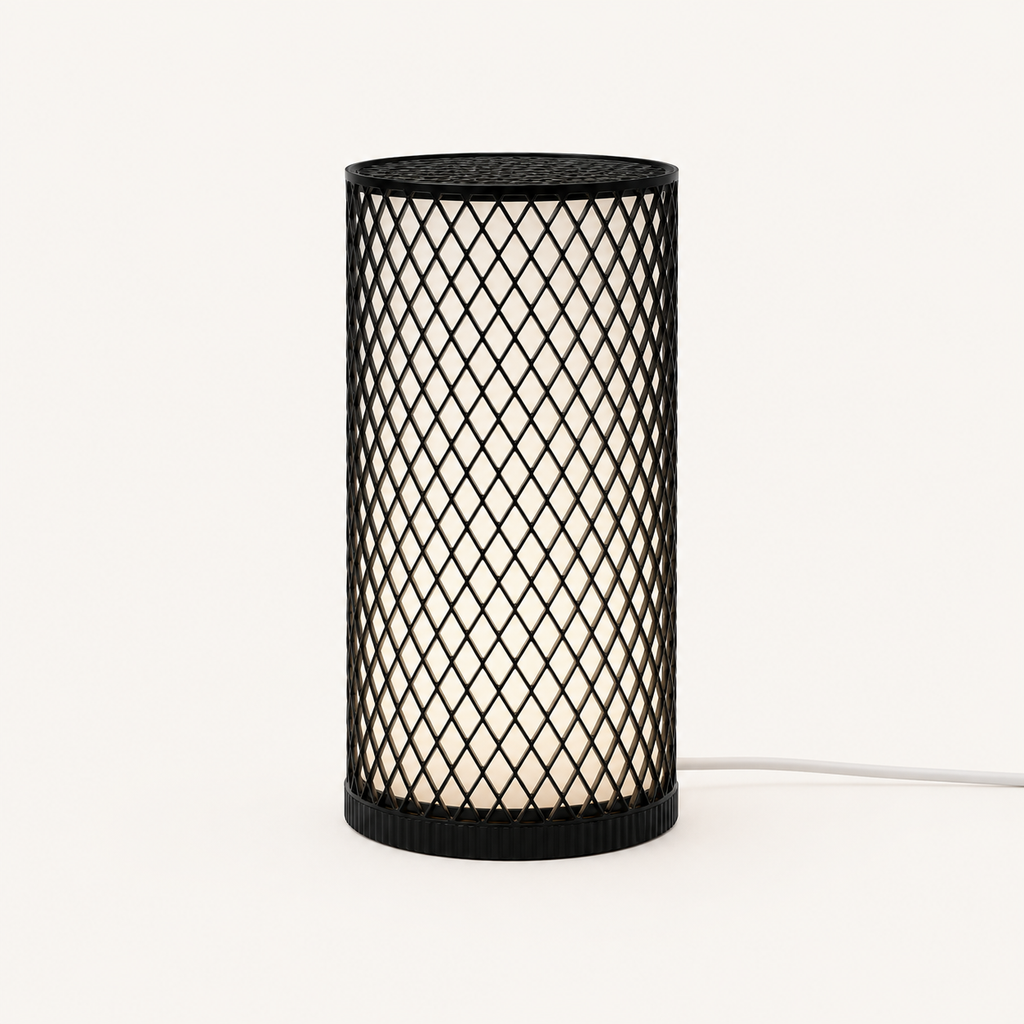 VEYA Table Lamp — black lattice dimmable light by Orbita