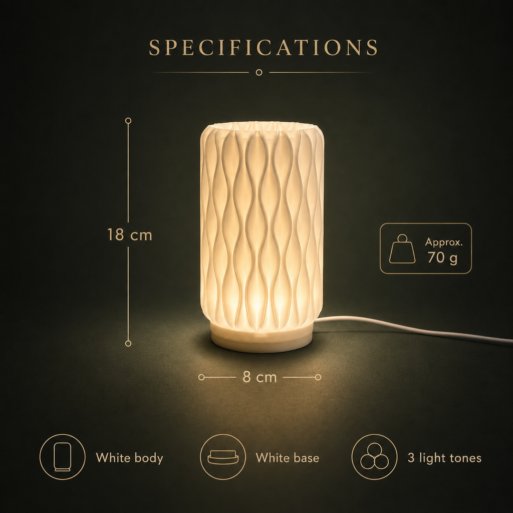 ONDA Table Lamp — compact sculptural dimmable light by Orbita