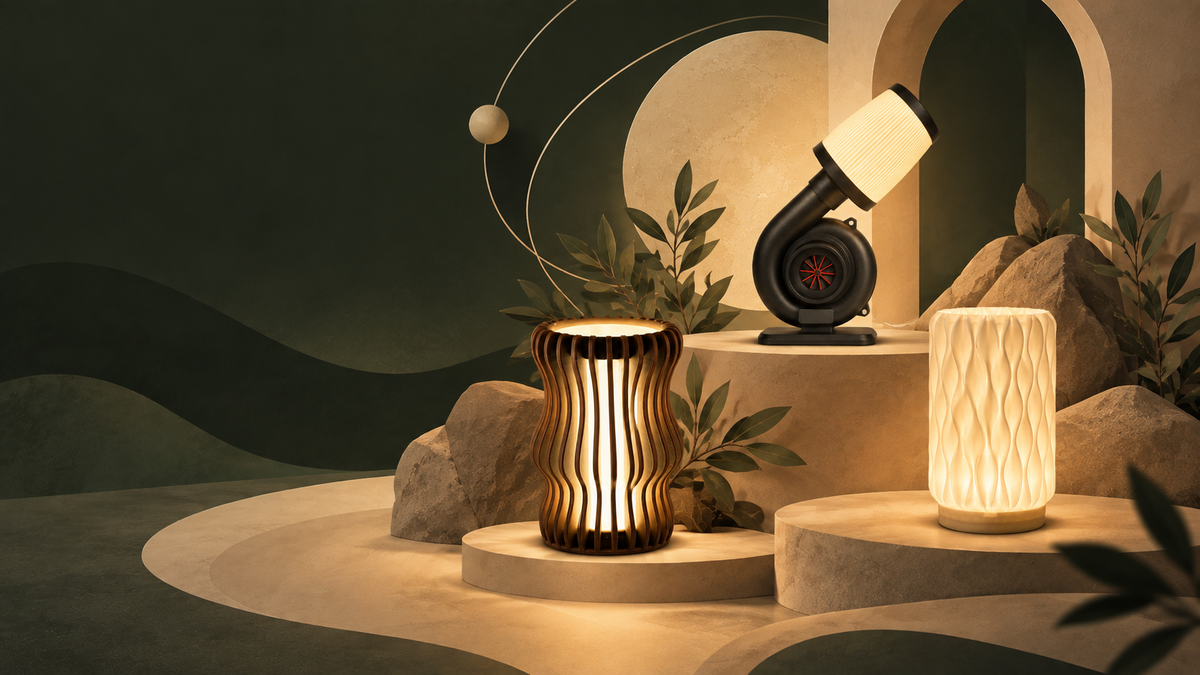 ORBITA 3D-printed lighting creating a warm ambient atmosphere