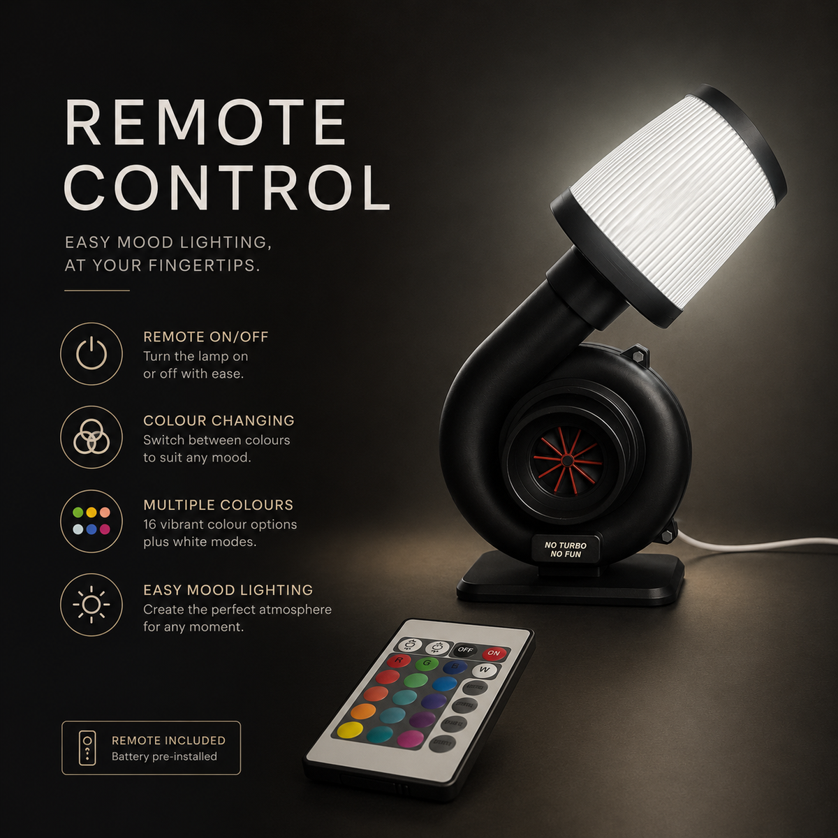 VORTEX RGB turbo lamp remote control features