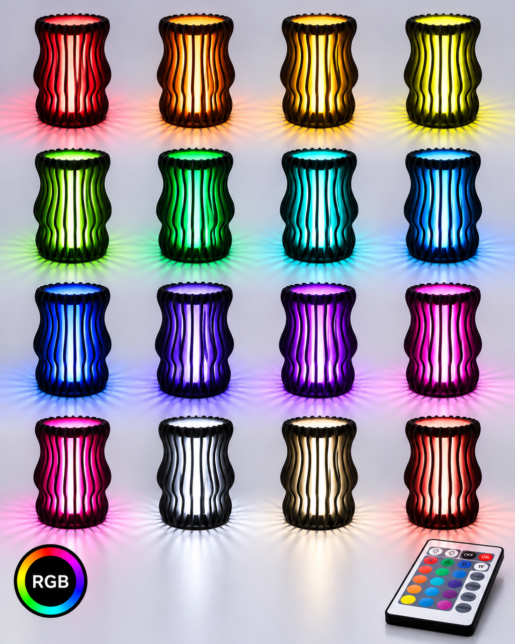 VANTA RGB Table Lamp showing 16 RGB light colours