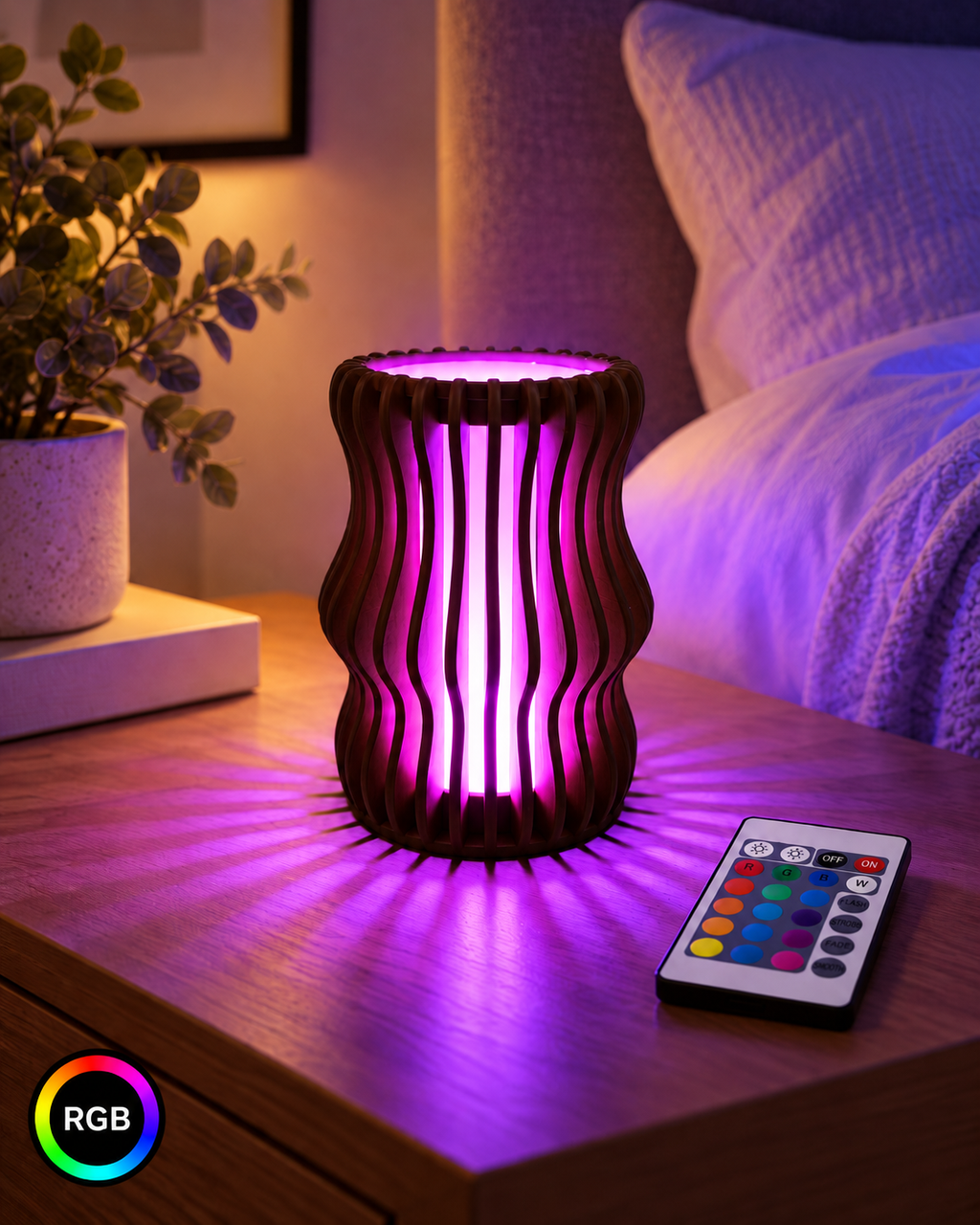VANTA RGB Table Lamp in dark brown with remote