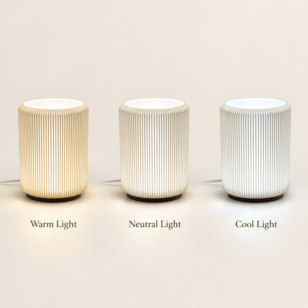 NIMI mini table lamp in warm, neutral and cool light modes
