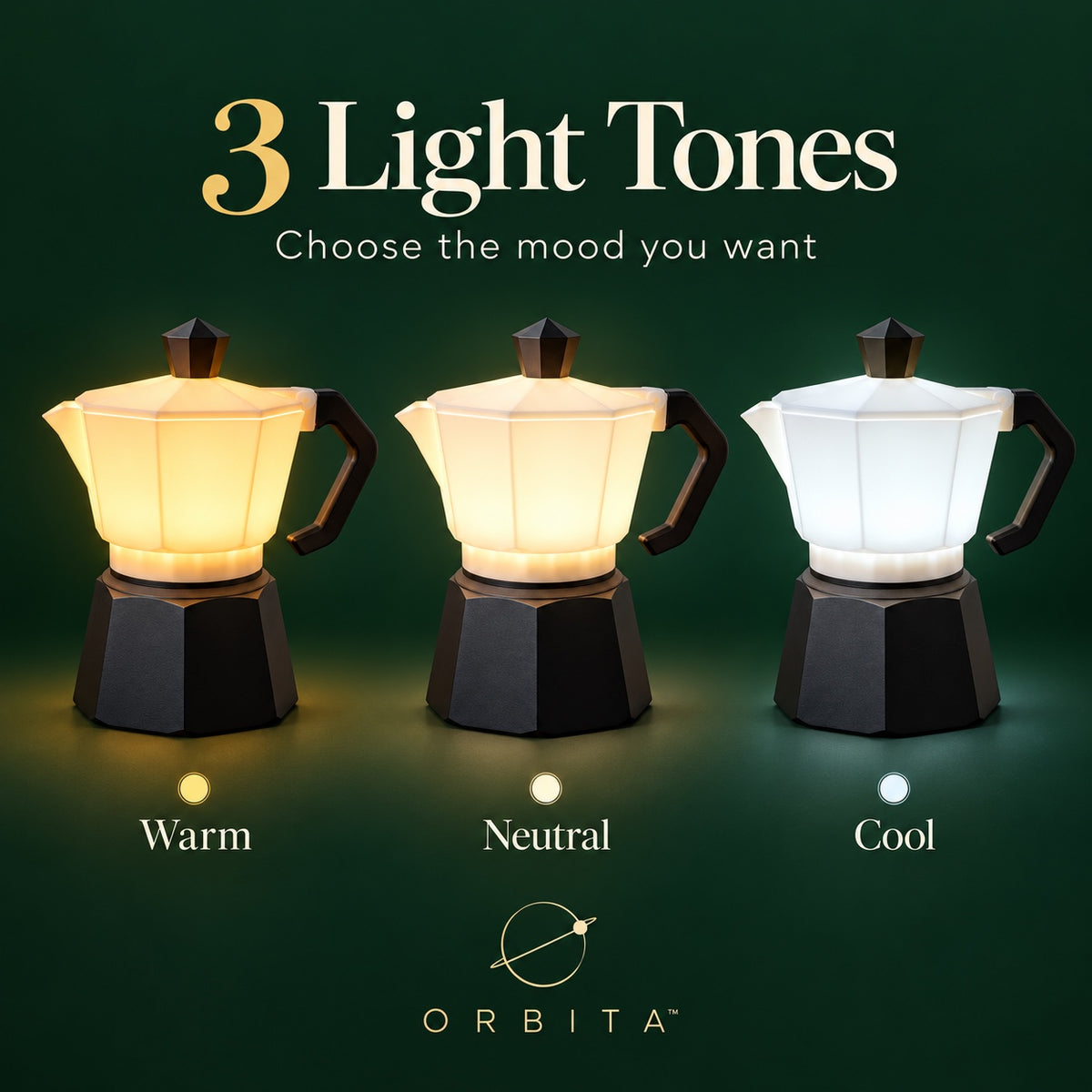 CREMA Table Lamp warm neutral and cool light tones