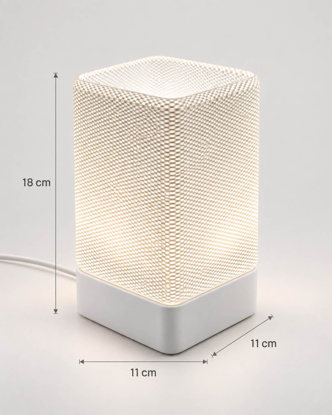 ARQO Table Lamp dimensions 18 cm high by 11 cm wide by 11 cm deep