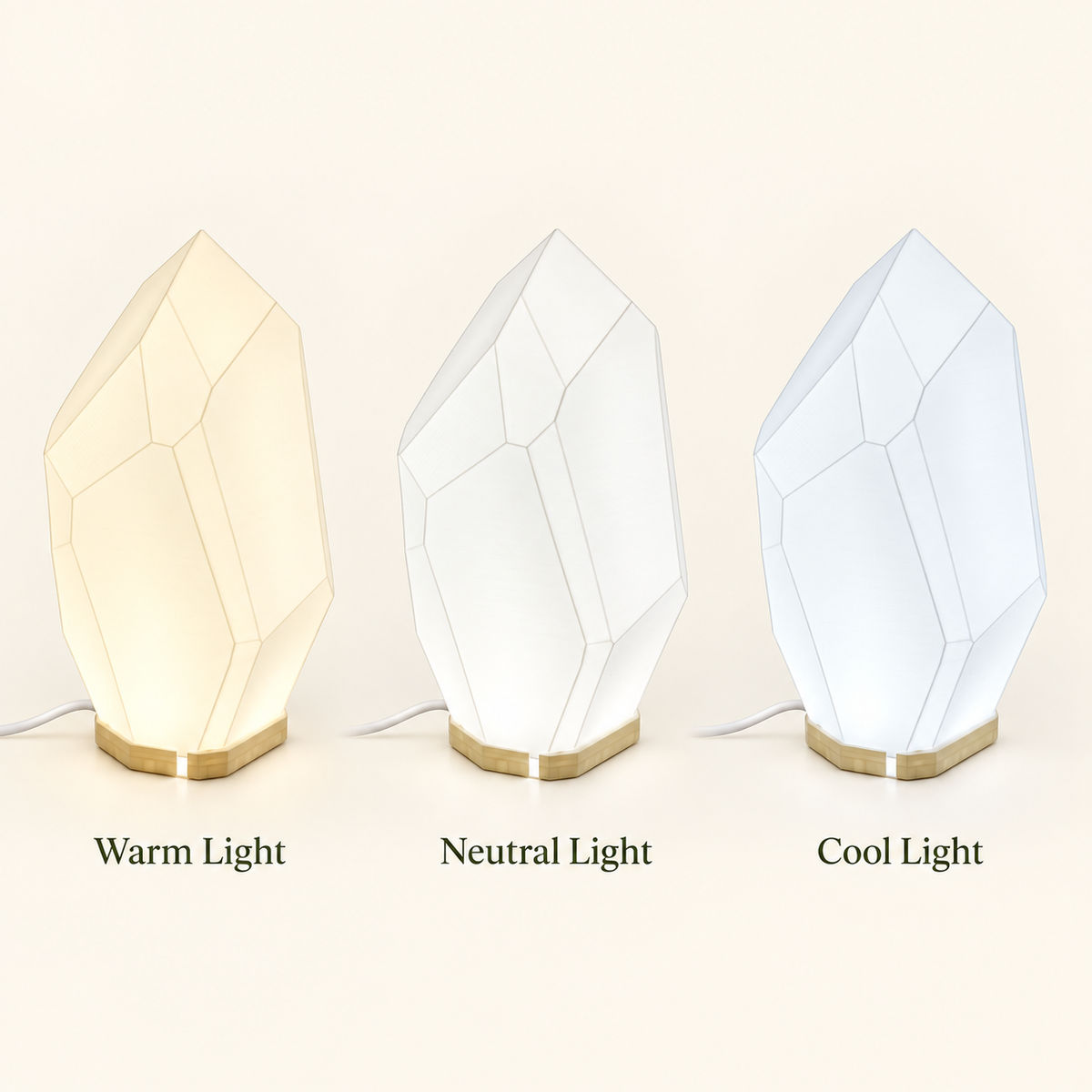 FACET table lamp showing warm, neutral and cool light tones