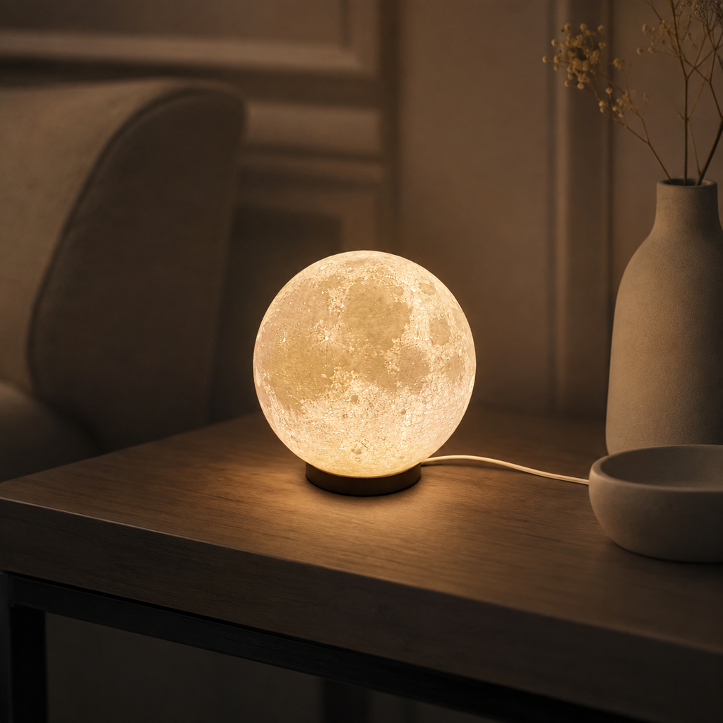 LUNARA Table Lamp in a warm bedside setting